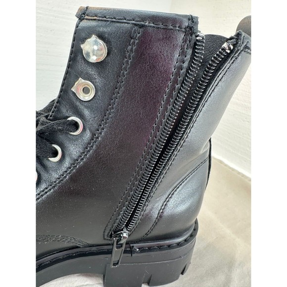 Madden Girl Gwinn Black Combat Boots Lace Up With Side Zipper Size 6.5 M - Picture 9 of 13